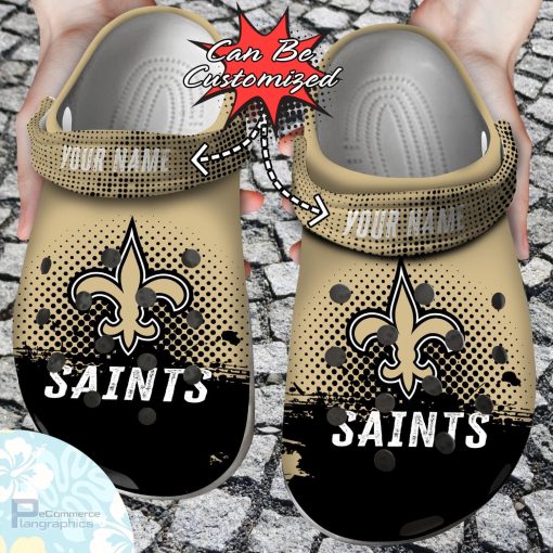 personalized new orleans saints half tone drip flannel clog shoes football crocs 1 bpgsps