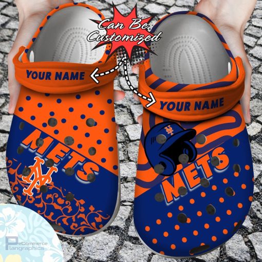 personalized new york mets team polka dots colors clog shoes baseball crocs 1 k4abba