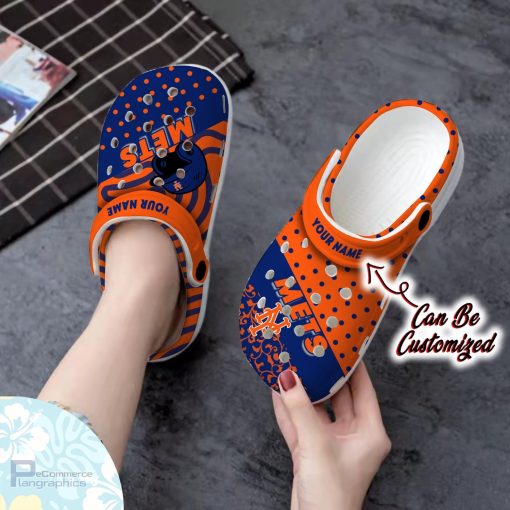 personalized new york mets team polka dots colors clog shoes baseball crocs 2 em3dxn