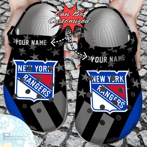 personalized new york rangers star flag clog shoes hockey crocs 1 mgpsp9