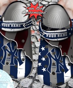personalized new york yankees baseball team american flag line clog shoes yankees crocs 1 btap1g