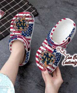 personalized notre dame fighting irish university american flag new clog shoes football crocs 2 qmvbv9