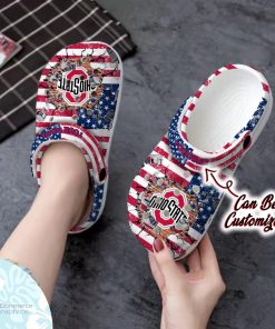 personalized ohio state buckeyes university american flag new clog shoes football crocs 2 w9eojf