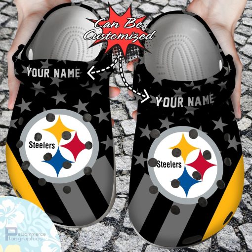 personalized pittsburgh steelers star flag clog shoes football crocs 1 glh3xm