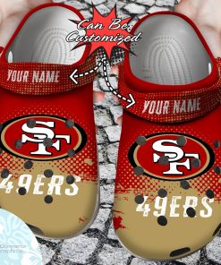 personalized san francisco 49ers half tone drip flannel clog shoes football crocs 1 dcehvn