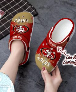personalized san francisco 49ers half tone drip flannel clog shoes football crocs 2 eh2jwj
