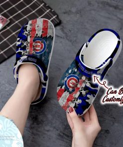 personalized us flag chicago cubs cross stitch camo pattern clog shoes baseball crocs 2 nhw9rw