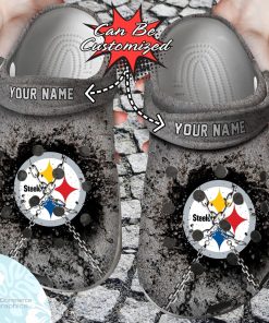 pittsburgh steelers personalized chain breaking wall clog shoes football crocs 1 hxrixp
