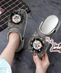 pittsburgh steelers personalized chain breaking wall clog shoes football crocs 2 vgbznm