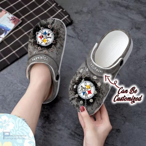 pittsburgh steelers personalized chain breaking wall clog shoes football crocs 2 vgbznm