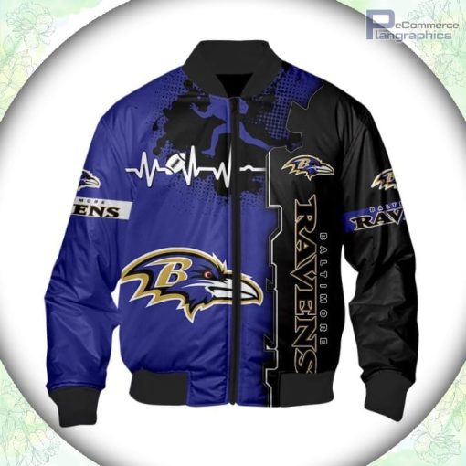 baltimore ravens bomber jacket graphic heart ecg line 1 frylya