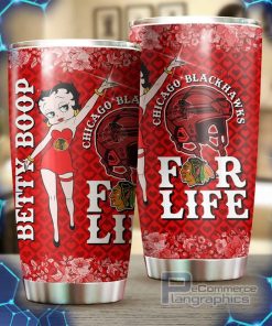 betty boop cheers for blackhawks with this nhl logo tumbler 2 h9hkls