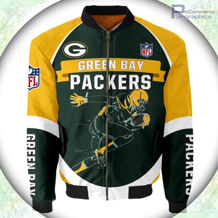 Green Bay Packers Bomber Jacket Graphic Running Men Gift For Fans