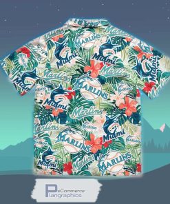 miami marlins tropical leaf hawaiian shirt sport hawaiian summer shirt 3 nqoj9m