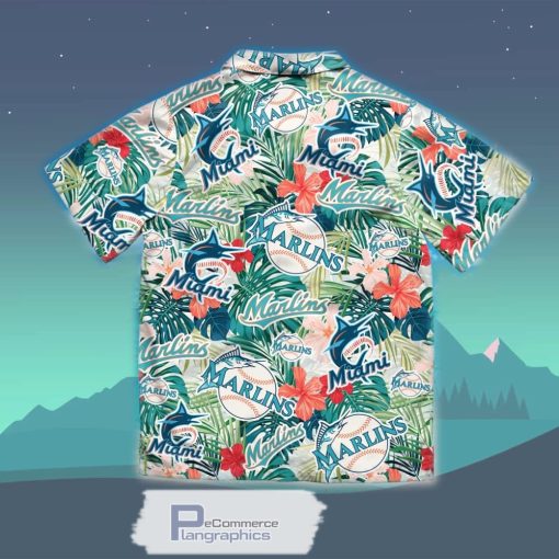 miami marlins tropical leaf hawaiian shirt sport hawaiian summer shirt 3 nqoj9m