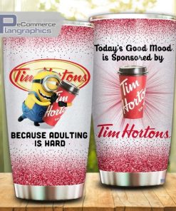 minion hug tim hortons because adulting is hard tumbler cup 1 oouqbq