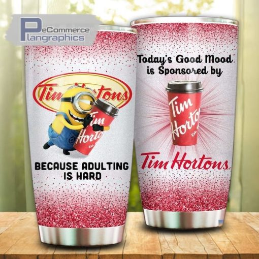 minion hug tim hortons because adulting is hard tumbler cup 1 oouqbq