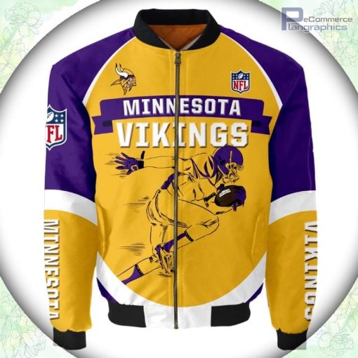 minnesota vikings bomber jacket graphic running men gift for fans 1 jwtpll
