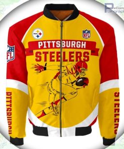 pittsburgh steelers bomber jacket graphic running men gift for fans 1 paqeg1