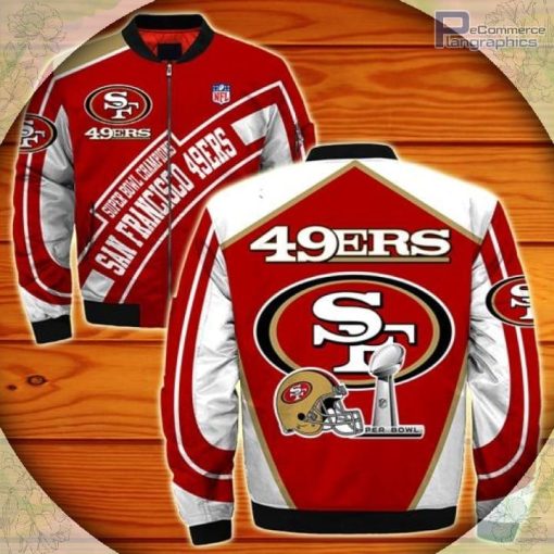 san francisco 49ers bomber jacket super bowl champions winter gift for fan 1 beunnl