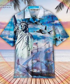 4th july us independence day firework sailboats and airplanes aloha hawaiian shirts 1 dnqysz