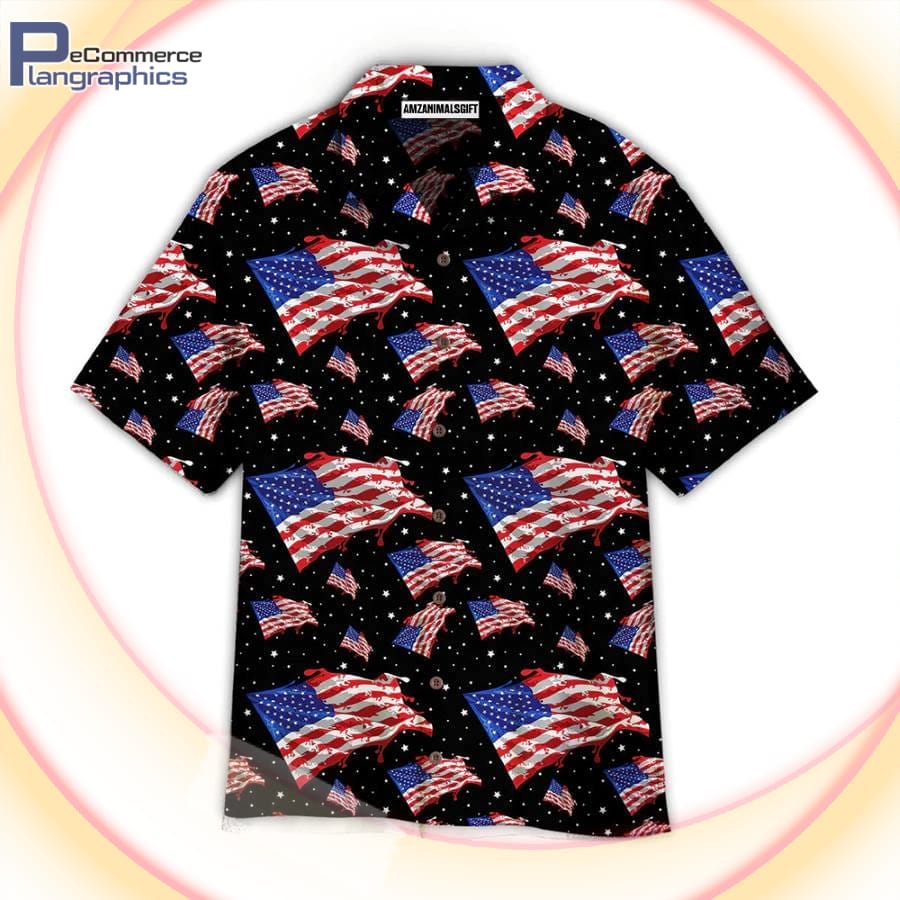 th Of July American Flag Aloha Hawaiian Shirts Fourth Of July Gift