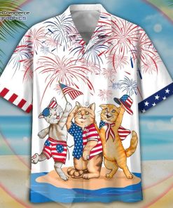 cool cat aloha hawaiian shirts american shorthair shirts independence day aloha hawaiian shirt 1 acojgc