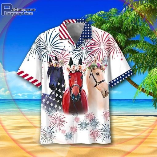 horse and flowers aloha hawaiian shirts usa flag independence day fireworks hawaiian 2 ncdm4y