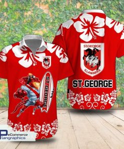 st george illawarra dragons mascot flower short sleeve shirt summer hawaiian shirt odq2qy