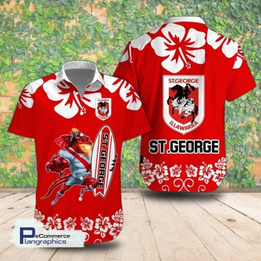 st george illawarra dragons mascot flower short sleeve shirt summer hawaiian shirt odq2qy