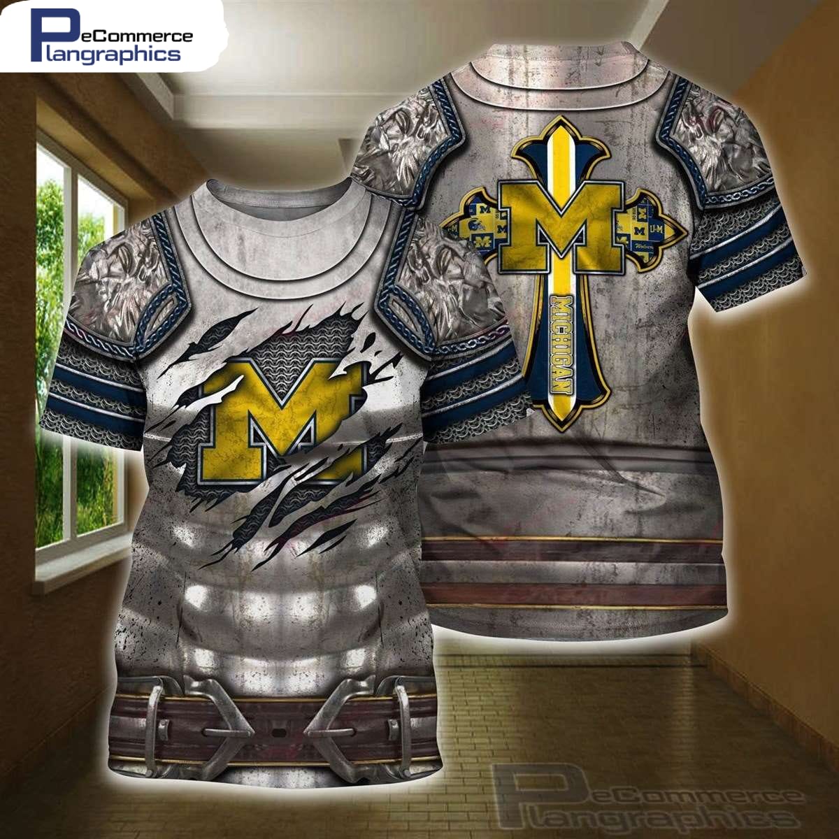 Michigan Wolverines Christian Cross NCAA 3D AOP Unisex T-Shirt