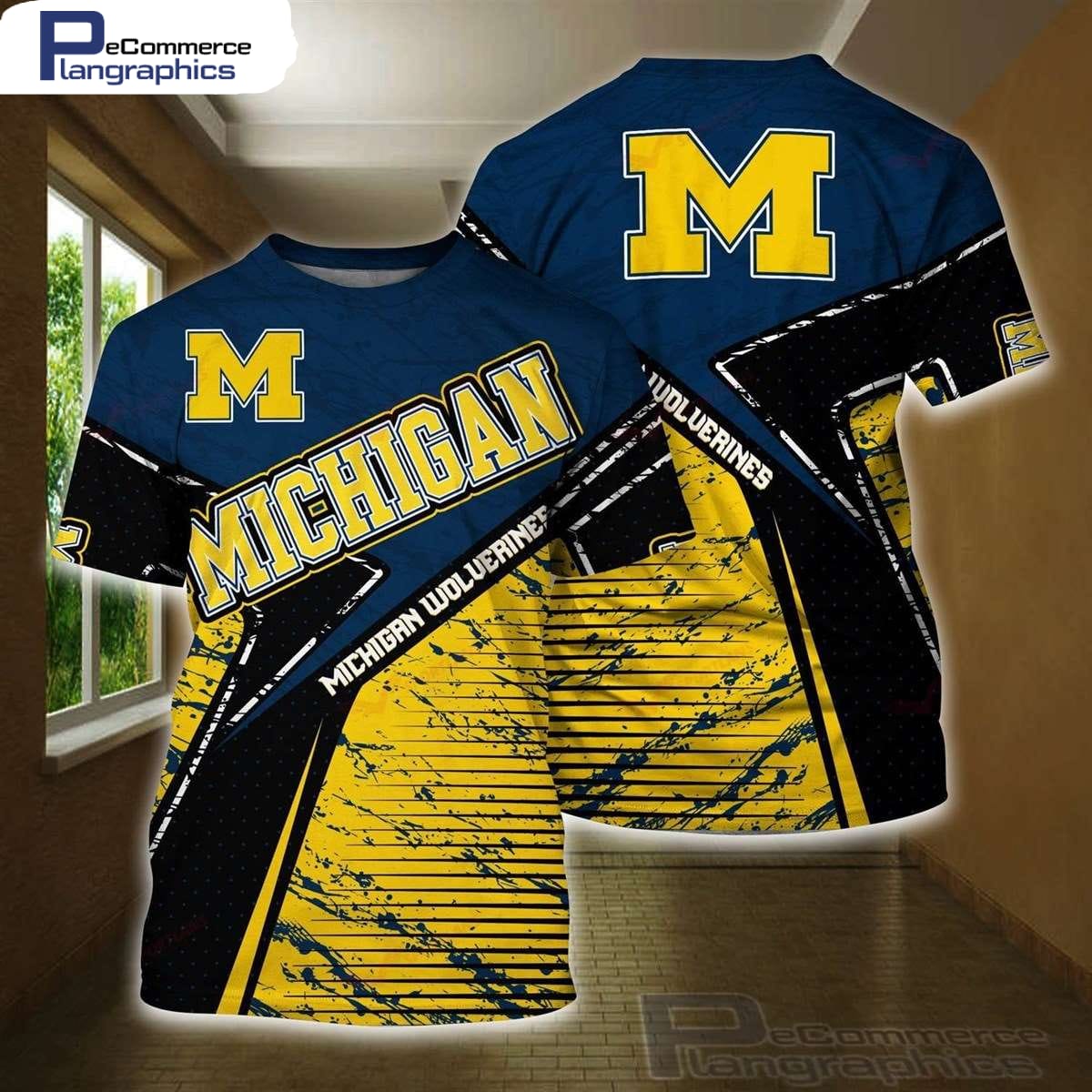 Michigan Wolverines Football NCAA 3D AOP Unisex T-Shirt
