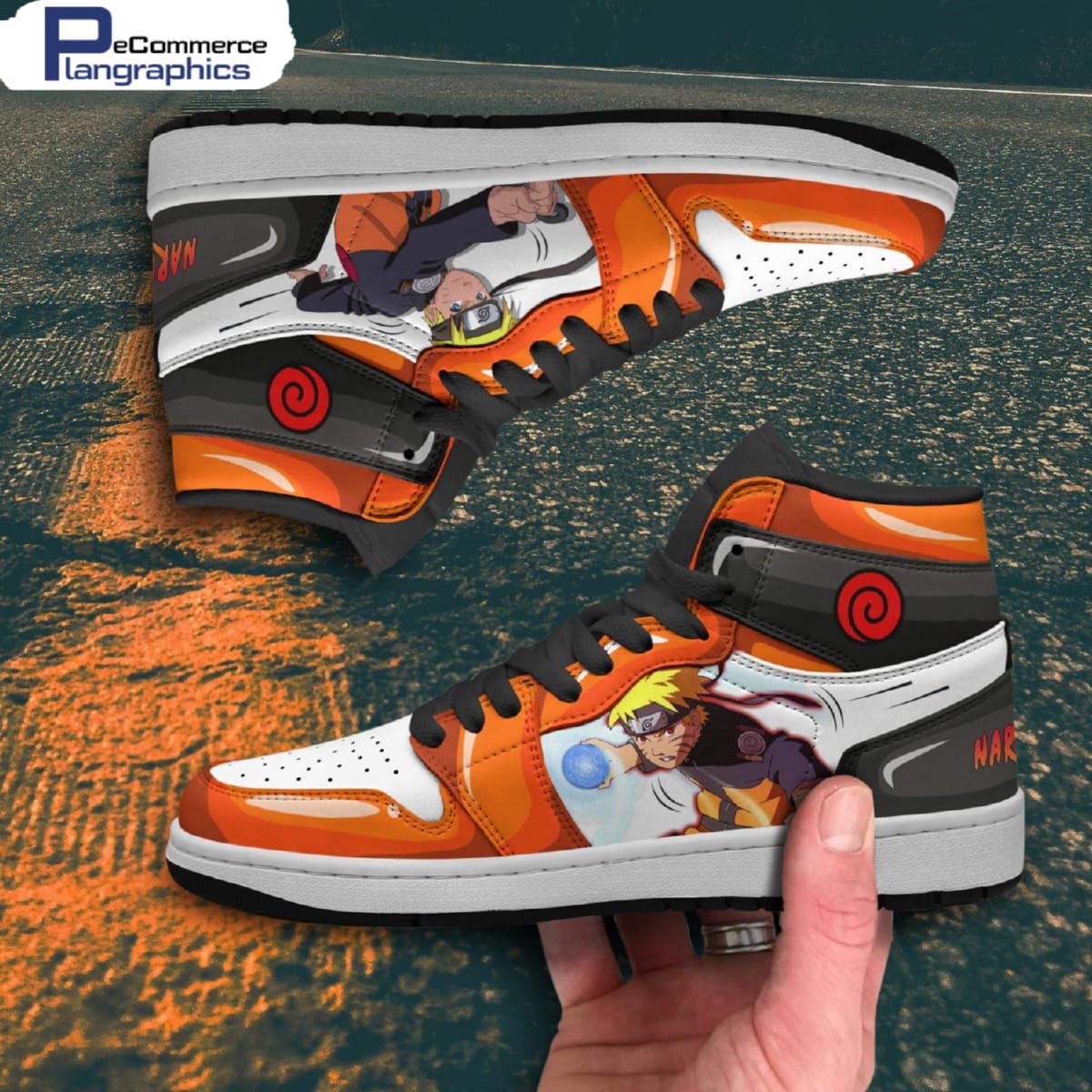 Naruto Uzumaki Sneaker Boots, Custom Naruto Anime Jordan 1 High ...