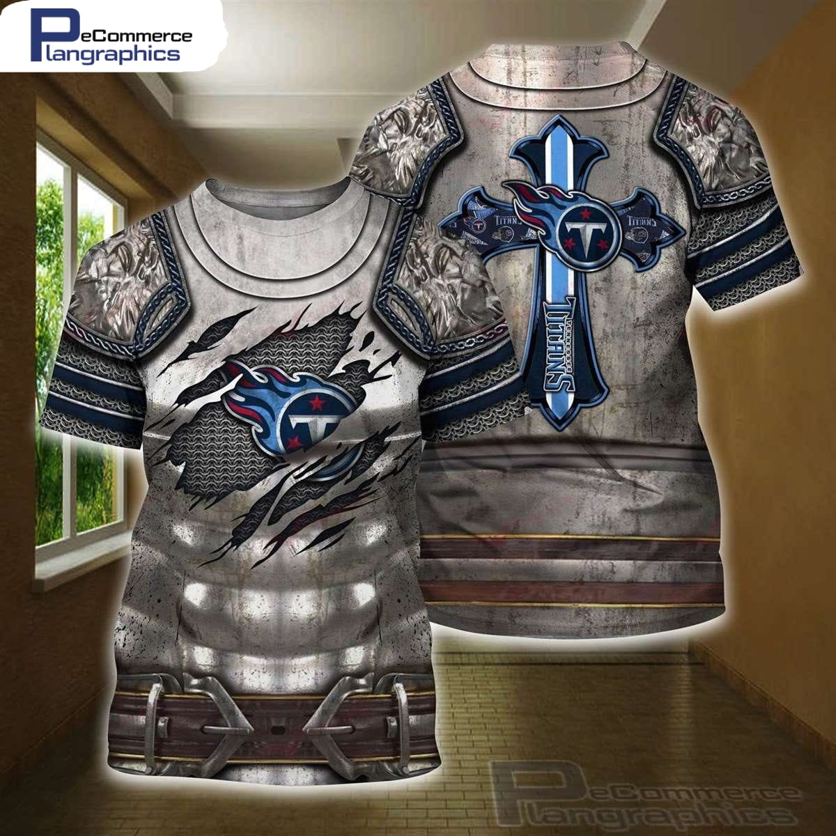 Tennessee Titans Christian Cross NFL 3D AOP Unisex T-Shirt