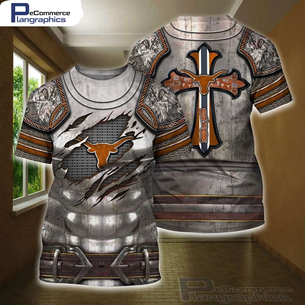 Texas Longhorns Christian Cross NCAA 3D AOP Unisex T-Shirt