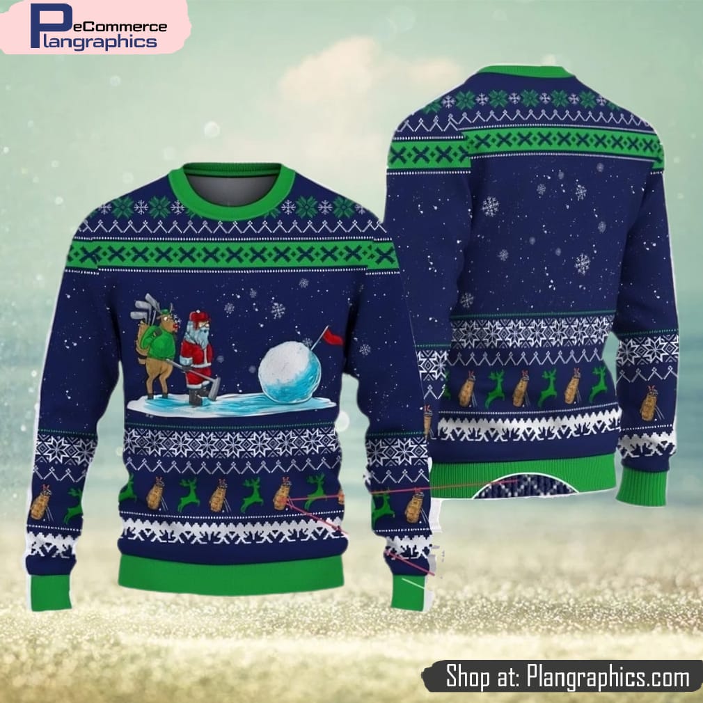 Golfer Satas Golf Christmas Gift Ugly Christmas Sweater Xmas Holiday