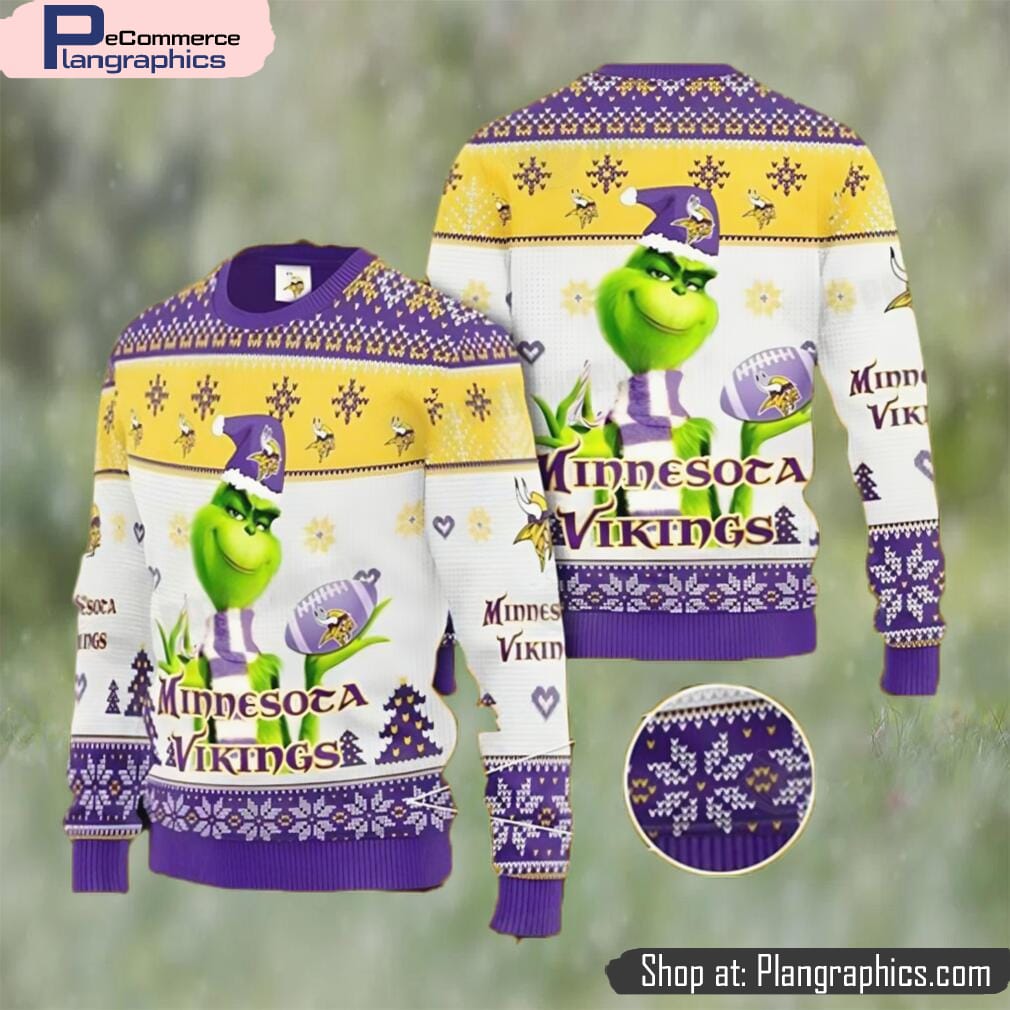 Grinch Knit Minnesota Vikings Ugly Sweater Christmas Gift