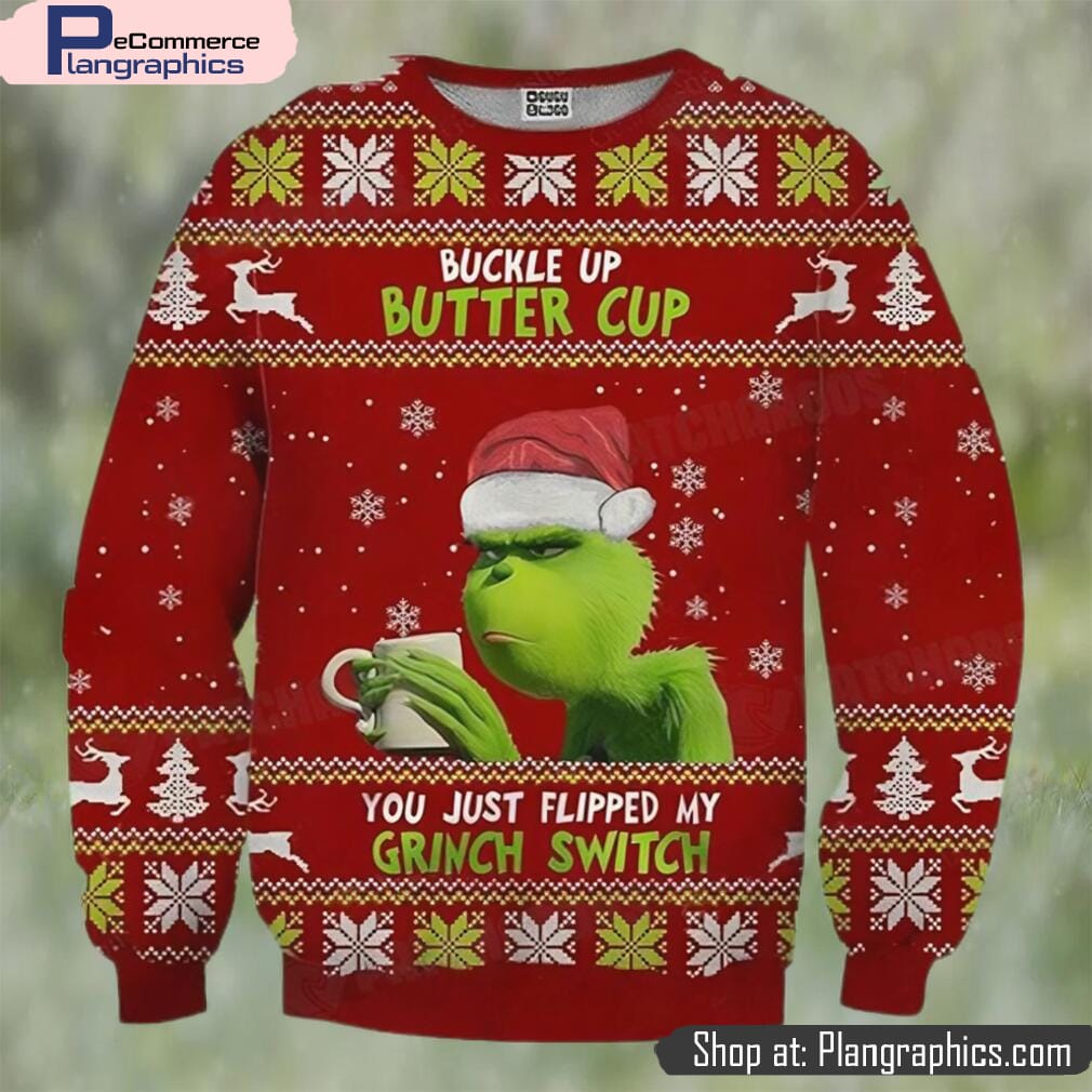 Grinch Switch Butter Cup Ugly Christmas Sweater Funny Gift