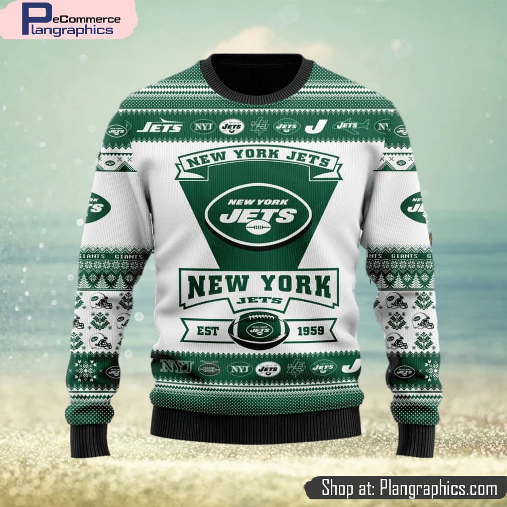 New York Jets Christmas Santa Claus Tattoo Ugly Christmas Sweater