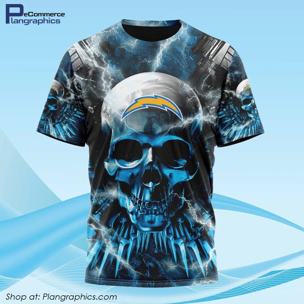 Skull Los Angeles Chargers T-Shirt, Custom prints store