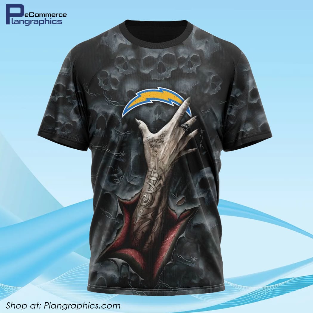 NFL Los Angeles Chargers Special Horror Skull Art Design All Over Print T-Shirt