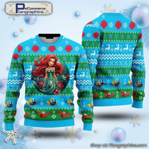 a-beautiful-red-haired-mermaid-turquoise-ugly-christmas-sweater-1