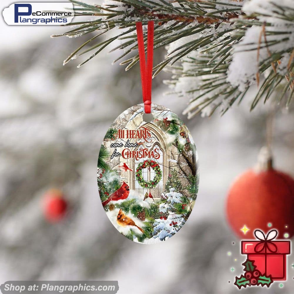 All Hearts Come Home For Christmas Cardinal Ceramic Ornament