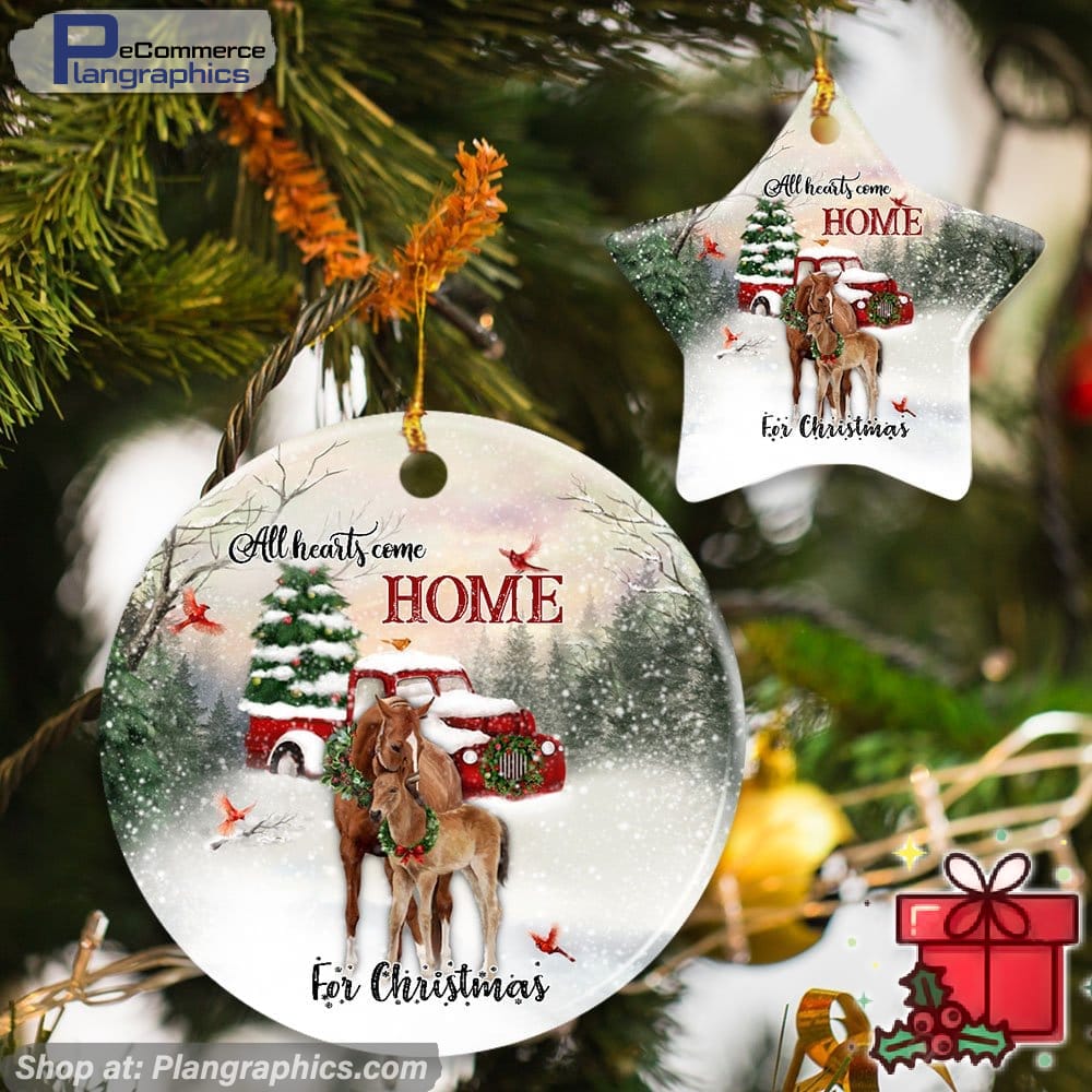 All Hearts Come Home For Christmas, Christmas Horse Ceramic Ornament