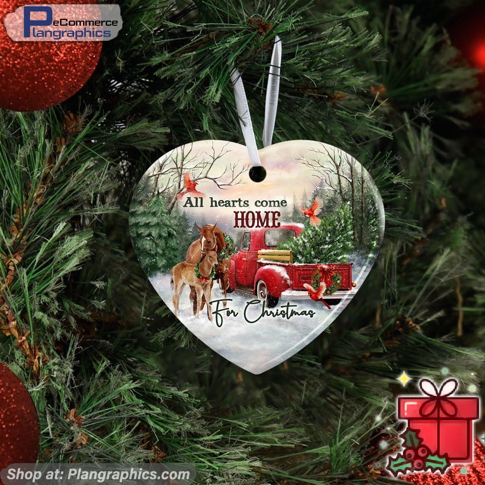 All Hearts Come Home For Christmas Horse Ceramic Ornament