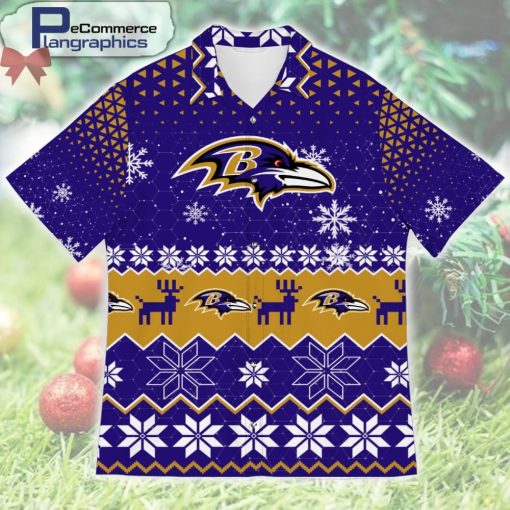baltimore-ravens-christmas-short-sleeve-button-shirt-1