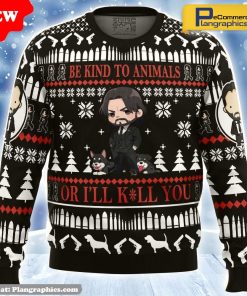 be-kind-to-animals-john-wick-ugly-christmas-sweater-1