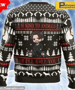 be-kind-to-animals-john-wick-ugly-christmas-sweater-3