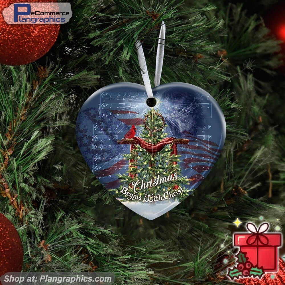 Beautiful Christmas Tree Cross Ceramic Ornament