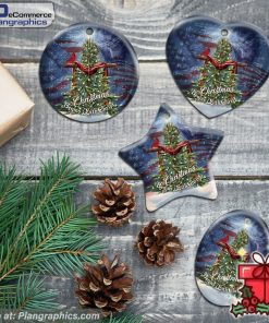 Beautiful Christmas Tree Cross Ceramic Ornament